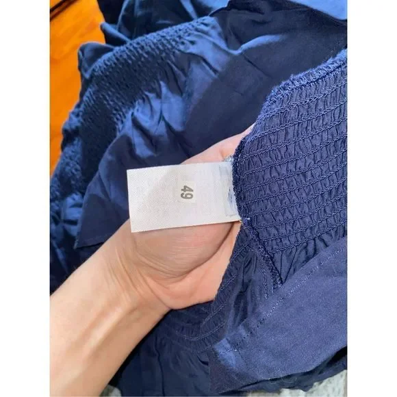 Ann Taylor NWT Scalloped Ruffle Wrap Top Navy Blue Blouse Sz Medium, MSRP $85 - Picture 6 of 10